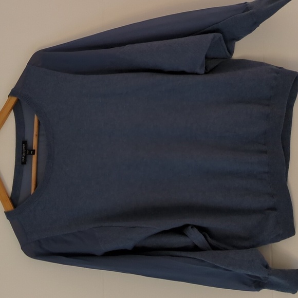 Eileen Fisher Petite Cotton Silk blend Sheer Sleeves Closet Staple Pullover - Picture 1 of 11